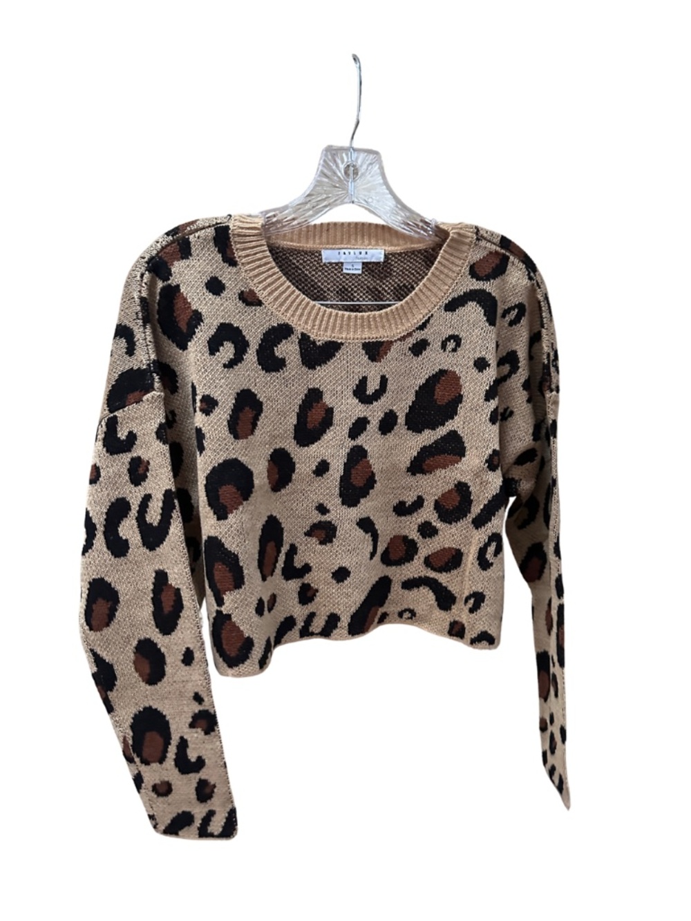 NEW Favlux Animal Print Brown Cropped Sweater - Women's M